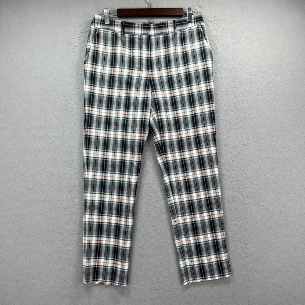 Tahari Arthur S Levine Dress Pants Women 4 Multicolor Plaid Ankle Tapered Career